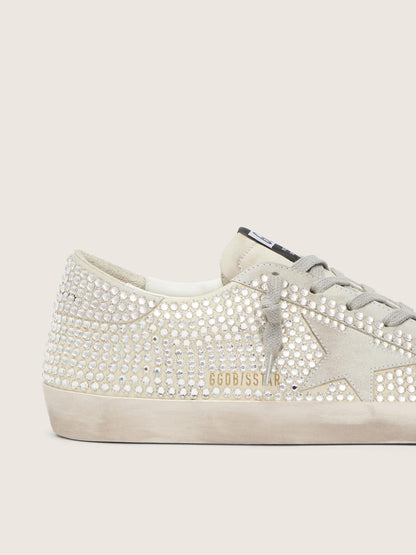 Super-Star en nubuck avec cristaux Swarovski et étoile en daim gris glacier
