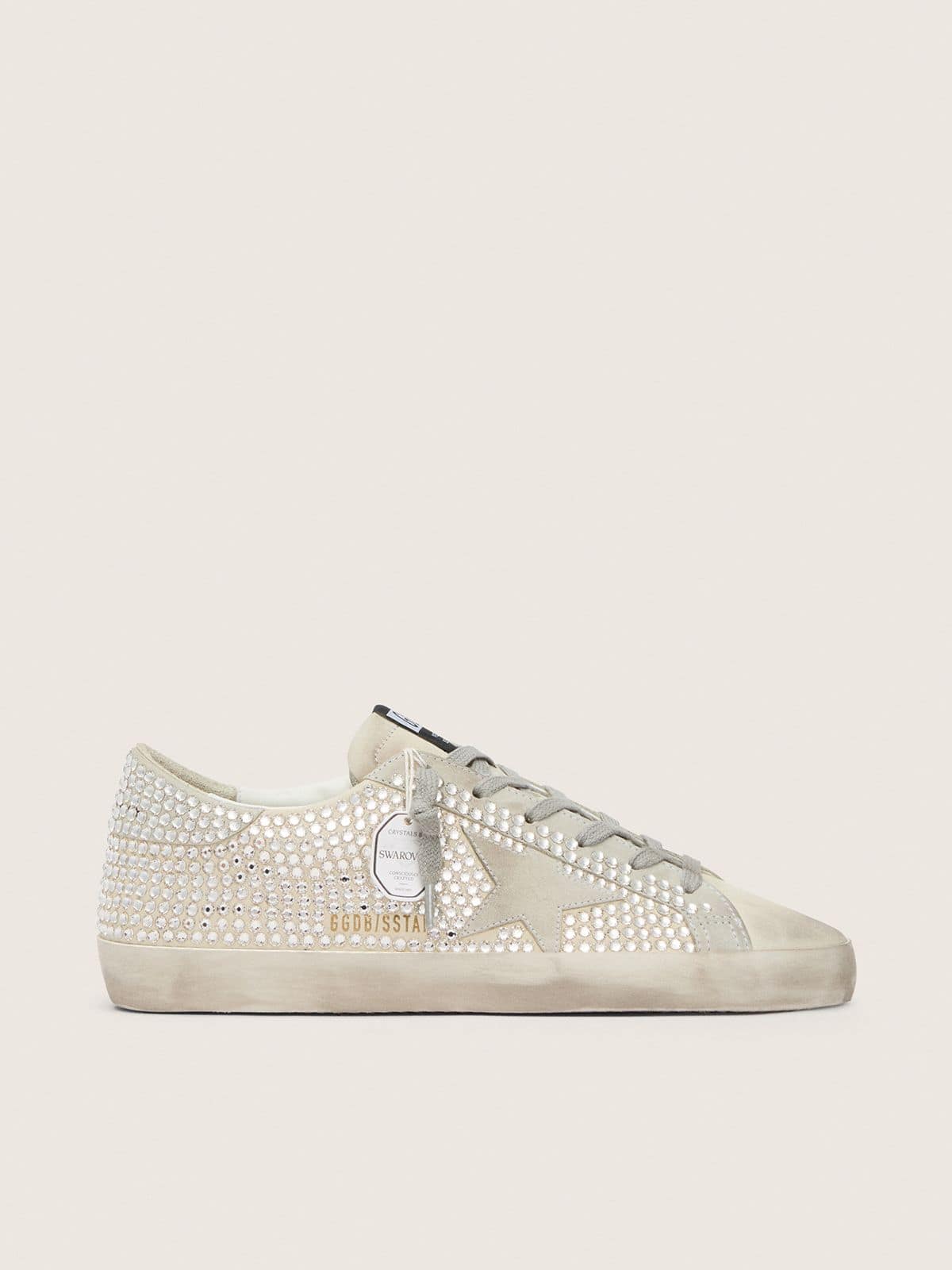 Super-Star en nubuck avec cristaux Swarovski et étoile en daim gris glacier