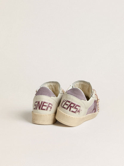Ball Star pour femme en cuir velours lilas avec étoile en cuir bordeaux et contrefort en cuir velours lilas