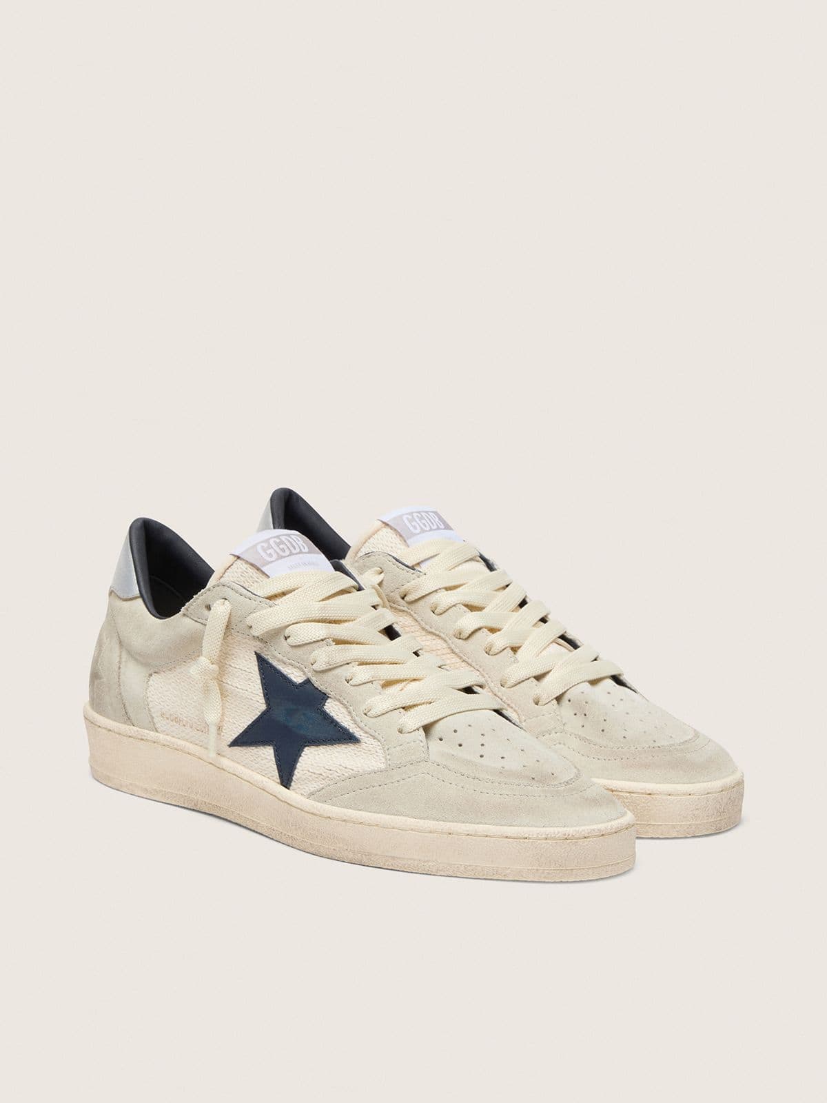 Ball Star LTD femme en cuir velours gris avec étoile bleue et empiècements en crochet couleur crème