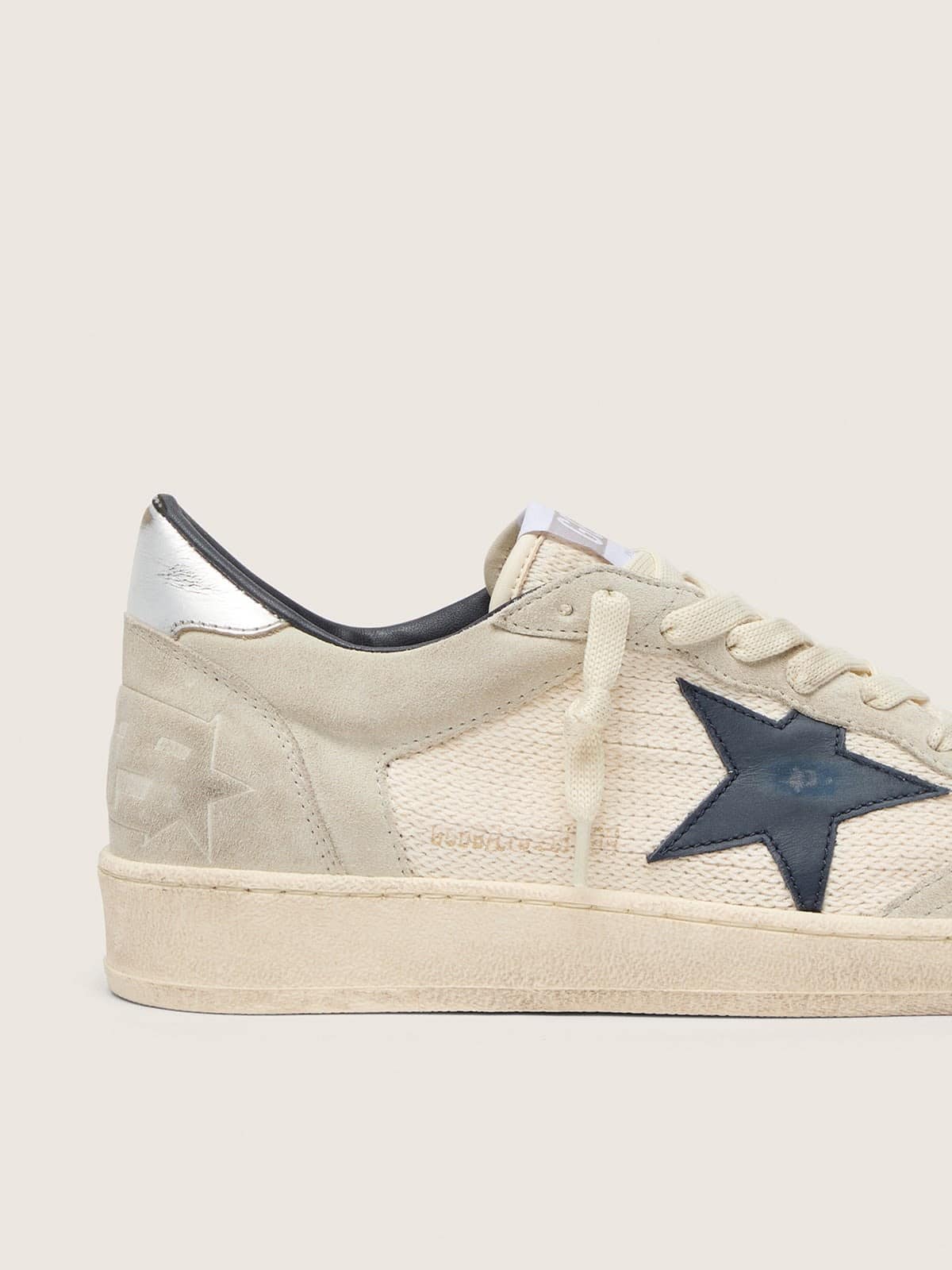 Ball Star LTD femme en cuir velours gris avec étoile bleue et empiècements en crochet couleur crème