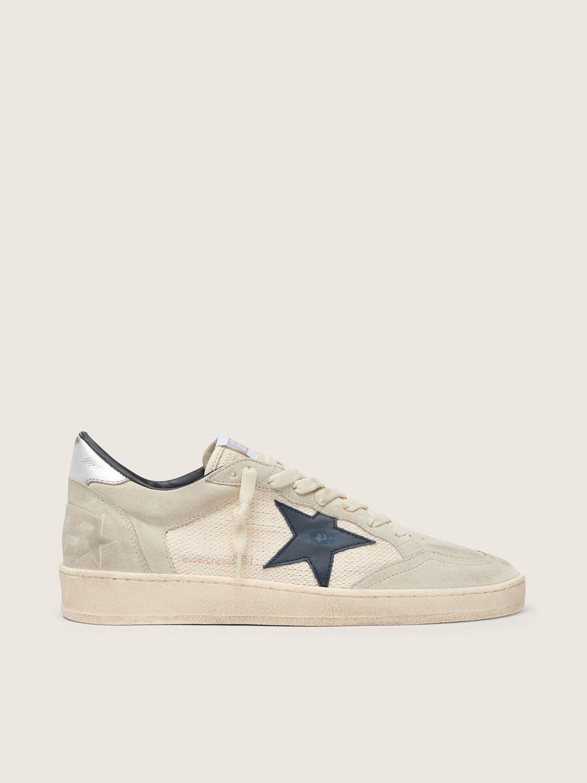 Ball Star LTD femme en cuir velours gris avec étoile bleue et empiècements en crochet couleur crème