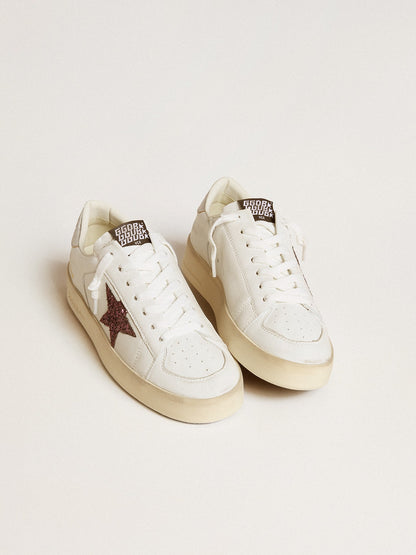 Stardan pour femme en cuir nappa avec étoile à paillettes et contrefort en cuir lamé