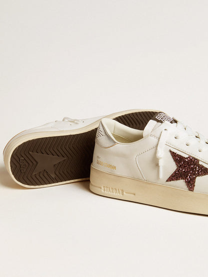 Stardan pour femme en cuir nappa avec étoile à paillettes et contrefort en cuir lamé