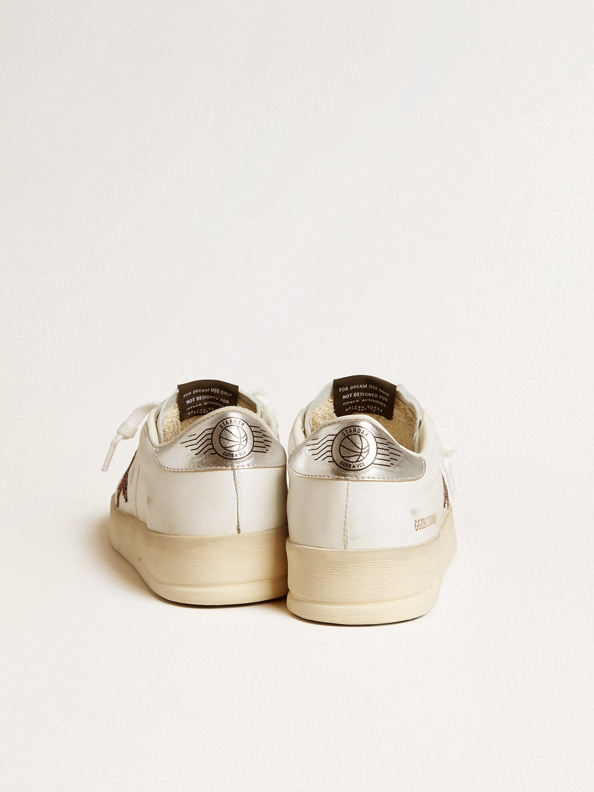 Stardan pour femme en cuir nappa avec étoile à paillettes et contrefort en cuir lamé
