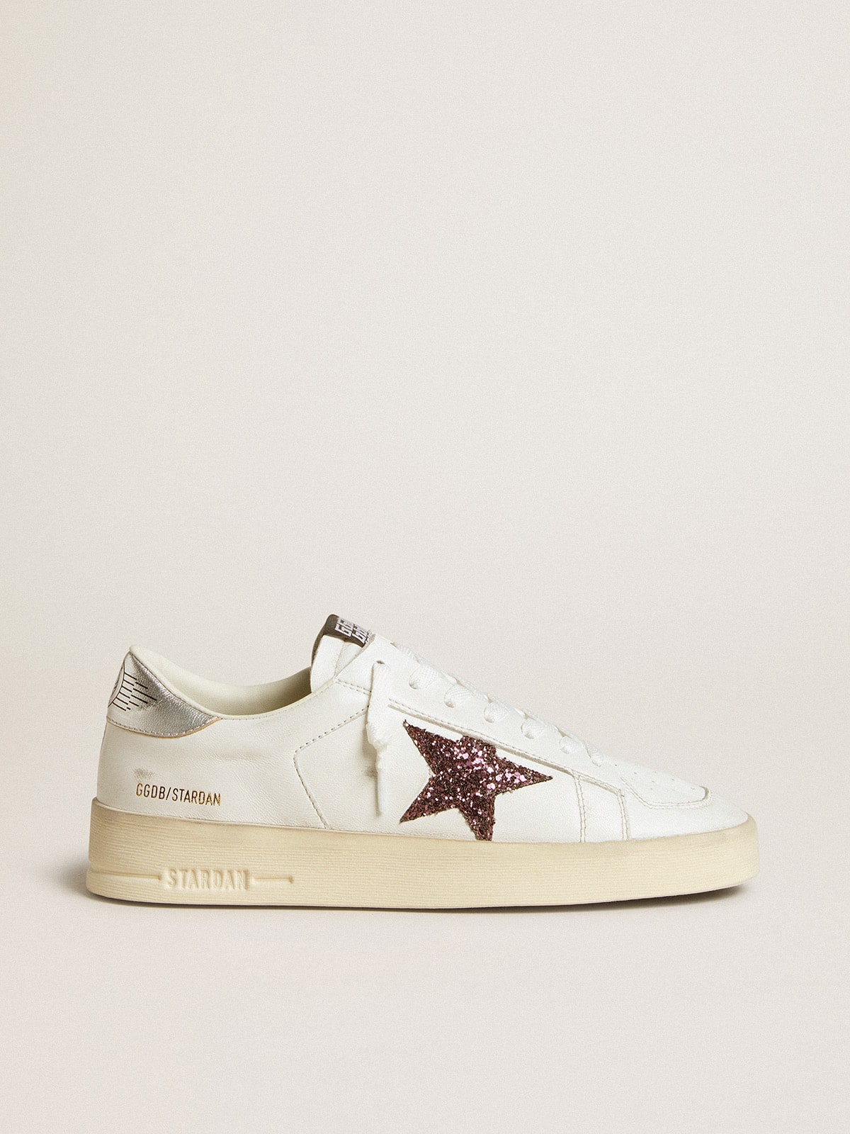 Stardan pour femme en cuir nappa avec étoile à paillettes et contrefort en cuir lamé
