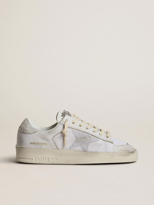 Stardan LTD en cuir blanc avec étoile et contrefort en daim gris froid