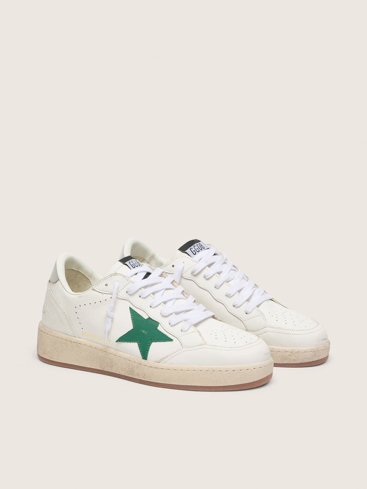 Ball Star pour femme avec étoile en cuir vert et contrefort en cuir lamé