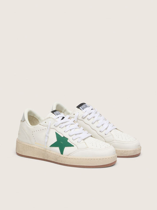 Ball Star pour femme avec étoile en cuir vert et contrefort en cuir lamé