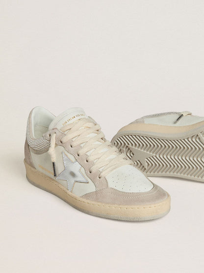 Ball Star LTD pour femme en cuir nappa et cuir velours avec étoile en cuir argenté et cristaux Swarovski