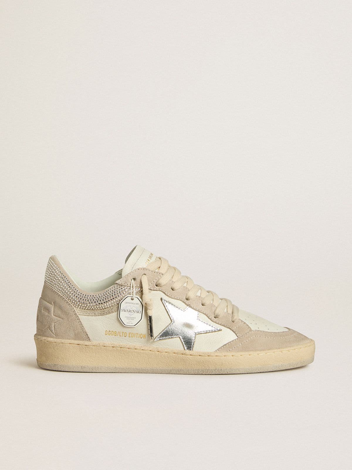 Ball Star LTD pour femme en cuir nappa et cuir velours avec étoile en cuir argenté et cristaux Swarovski