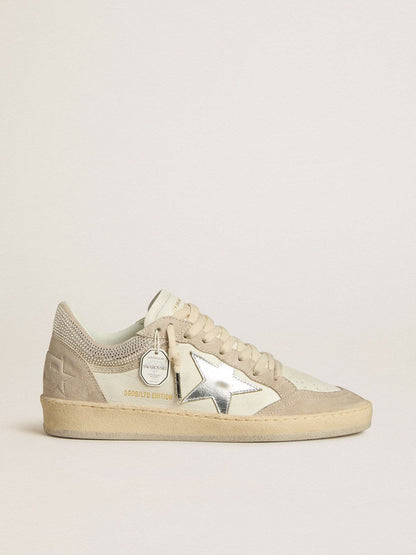 Ball Star LTD pour femme en cuir nappa et cuir velours avec étoile en cuir argenté et cristaux Swarovski