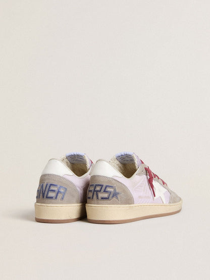 Ball Star pour femme LTD en nylon lilas avec étoile en cuir blanc et empiècements en cuir velours