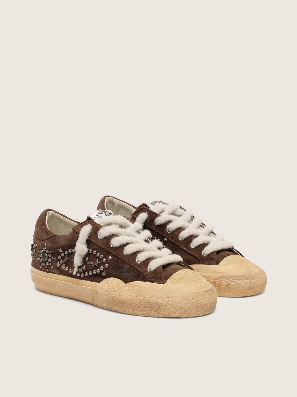 Super-Star Penstar pour femme en daim marron avec clous