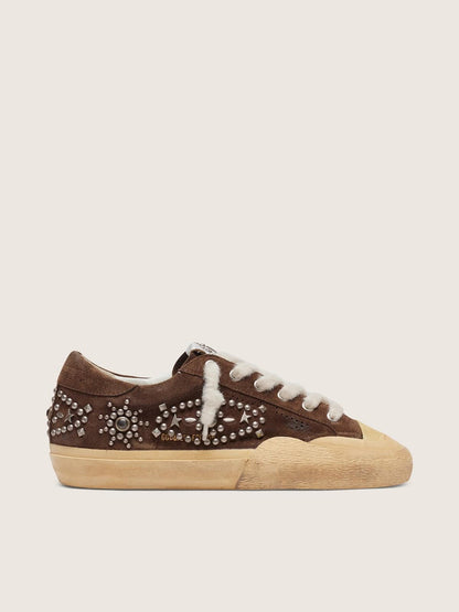 Super-Star Penstar pour femme en daim marron avec clous