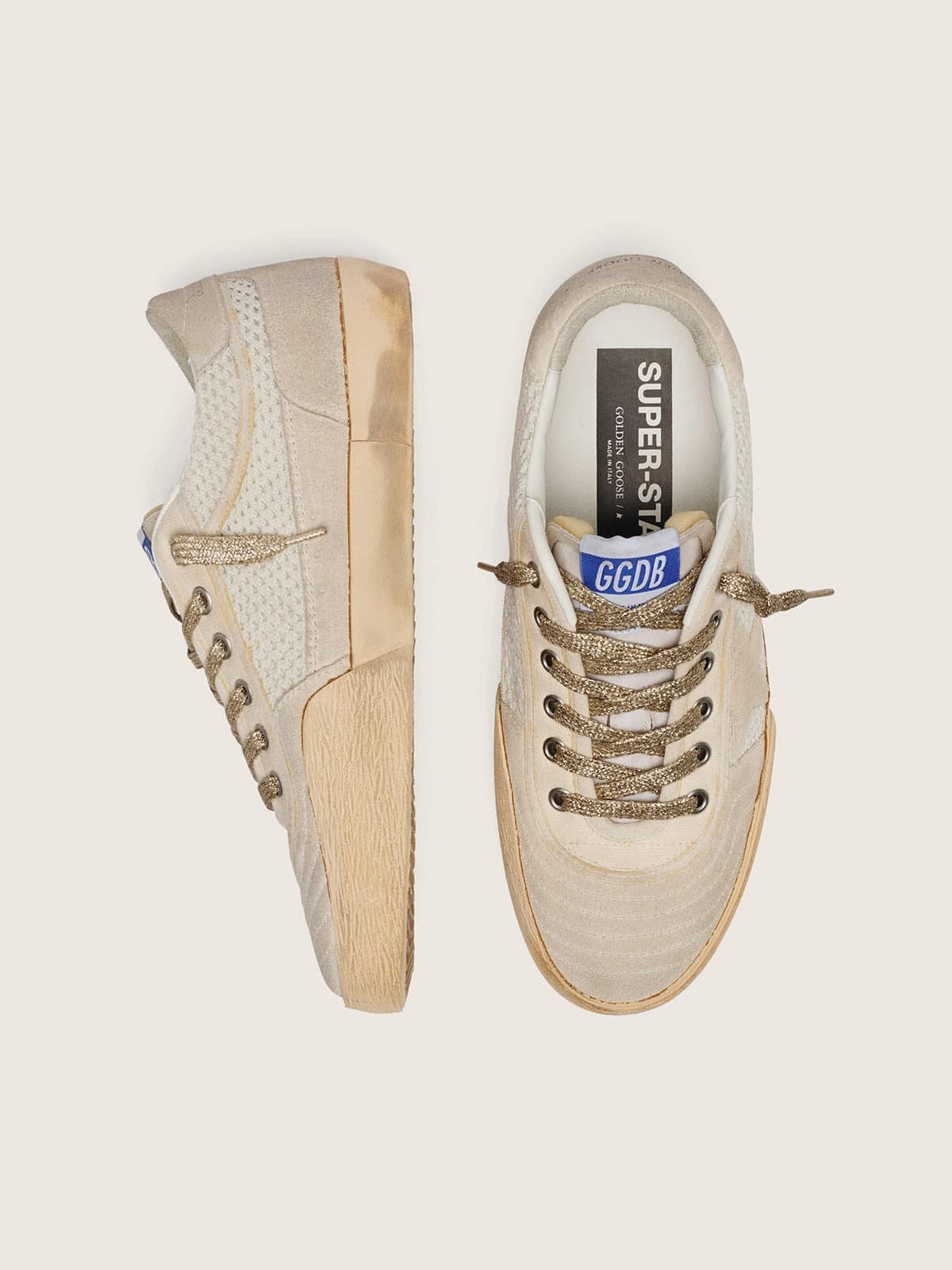 Super-Star LAB pour femme en résille avec étoile en daim beige