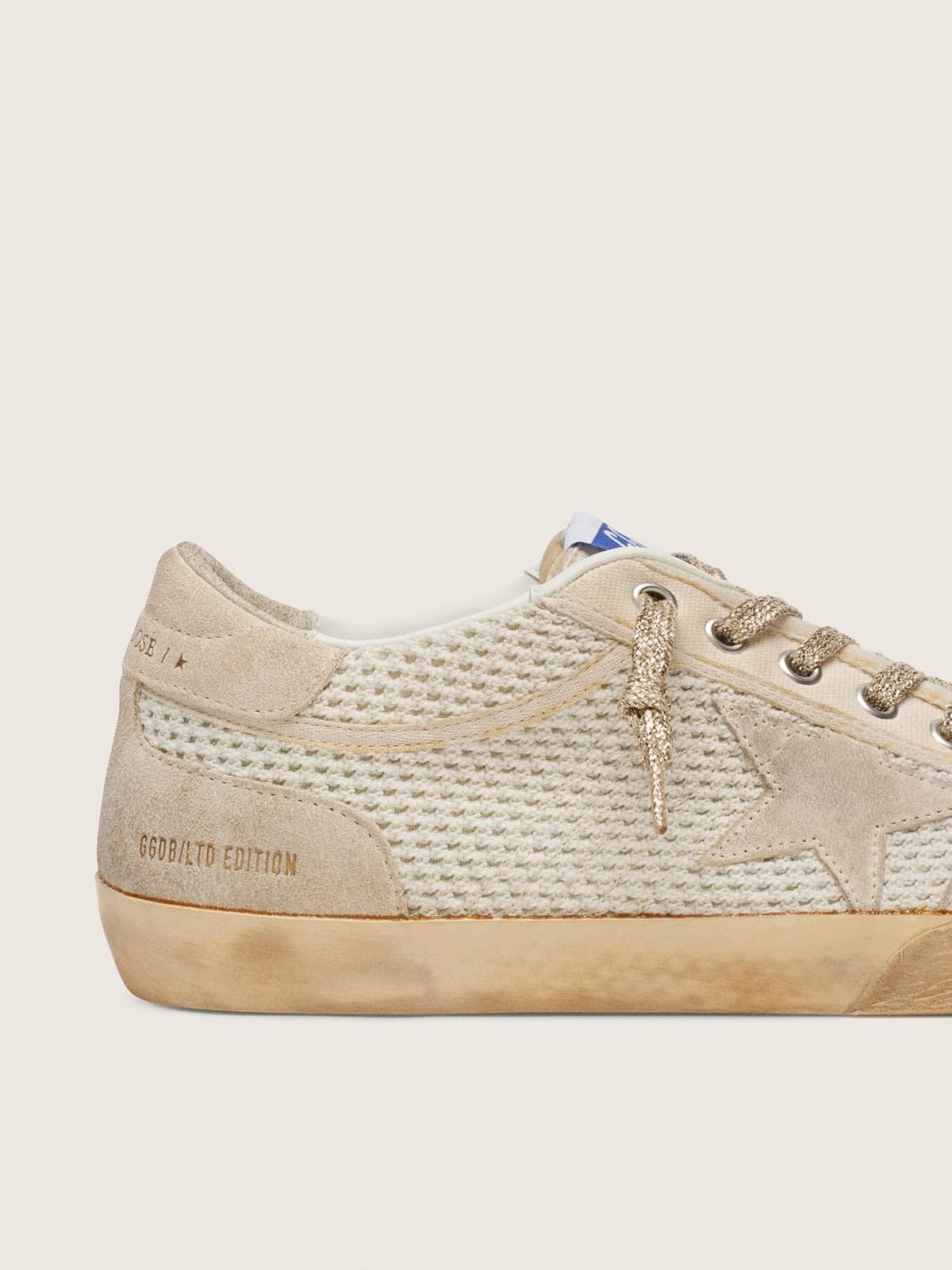 Super-Star LAB pour femme en résille avec étoile en daim beige