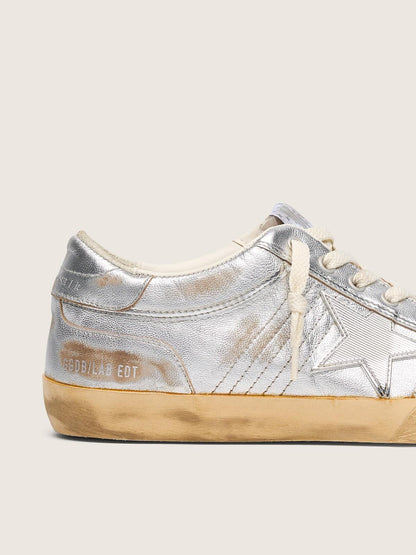 Super-Star LAB pour femme en cuir nappa métallisé avec étoile en TPU argenté