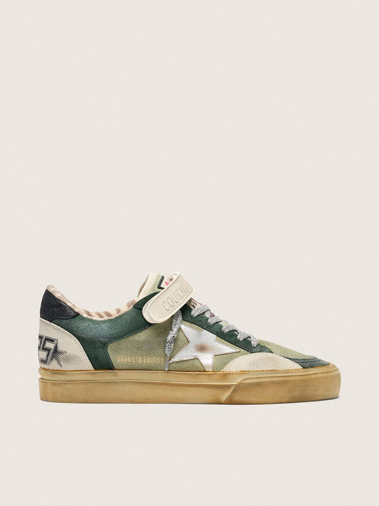 Ball Star LAB pour femme en cuir velours vert avec étoile en cuir argenté et contrefort en cuir velours noir
