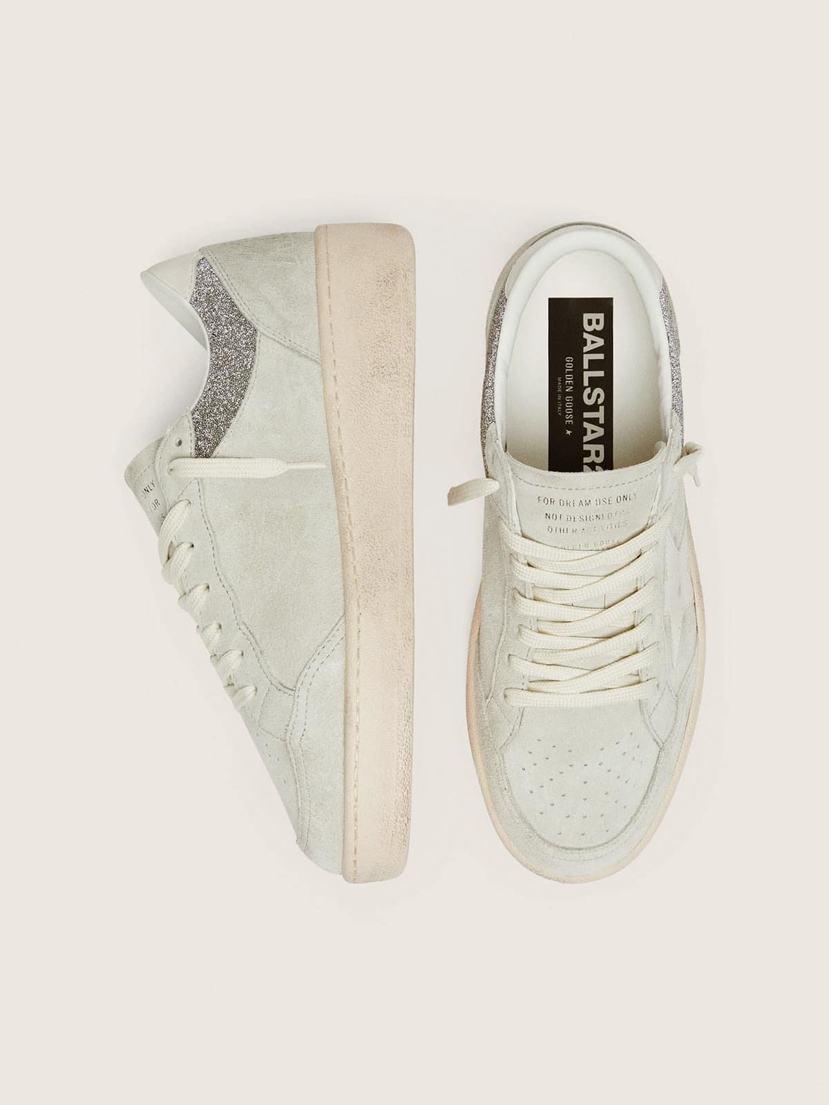 Ball Star pour femme en cuir velours gris clair avec étoile et empiècements à paillettes