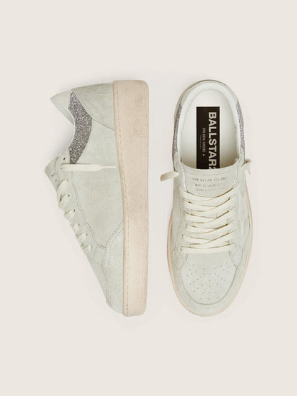 Ball Star pour femme en cuir velours gris clair avec étoile et empiècements à paillettes