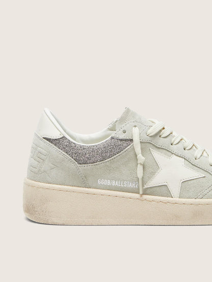 Ball Star pour femme en cuir velours gris clair avec étoile et empiècements à paillettes