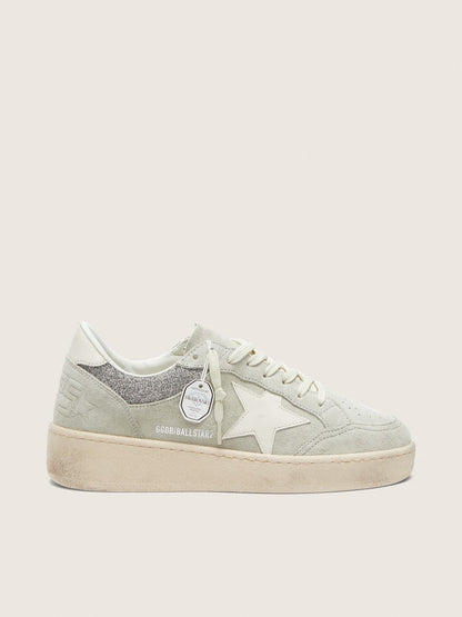Ball Star pour femme en cuir velours gris clair avec étoile et empiècements à paillettes