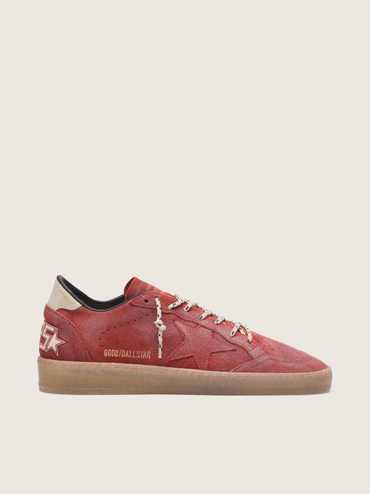 Ball Star femme en cuir velours rouge rouille avec étoile ton sur ton
