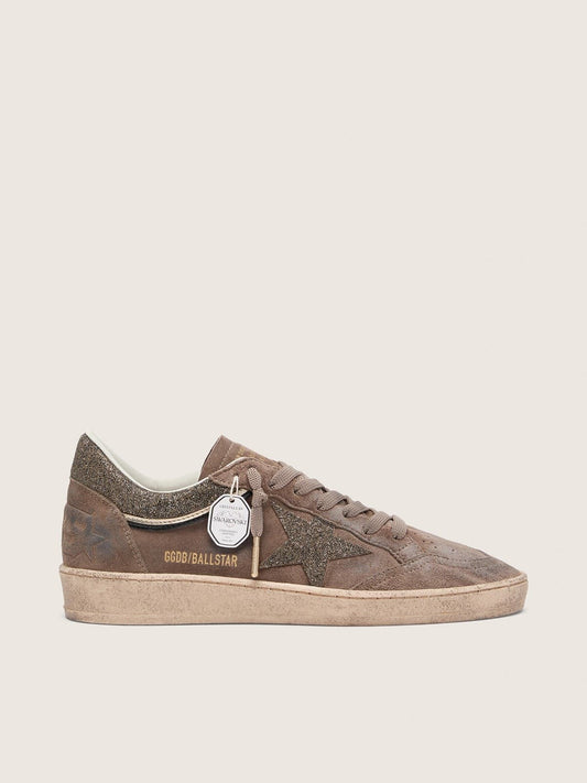 Ball Star femme en cuir velours marron avec étoile Swarovski marron